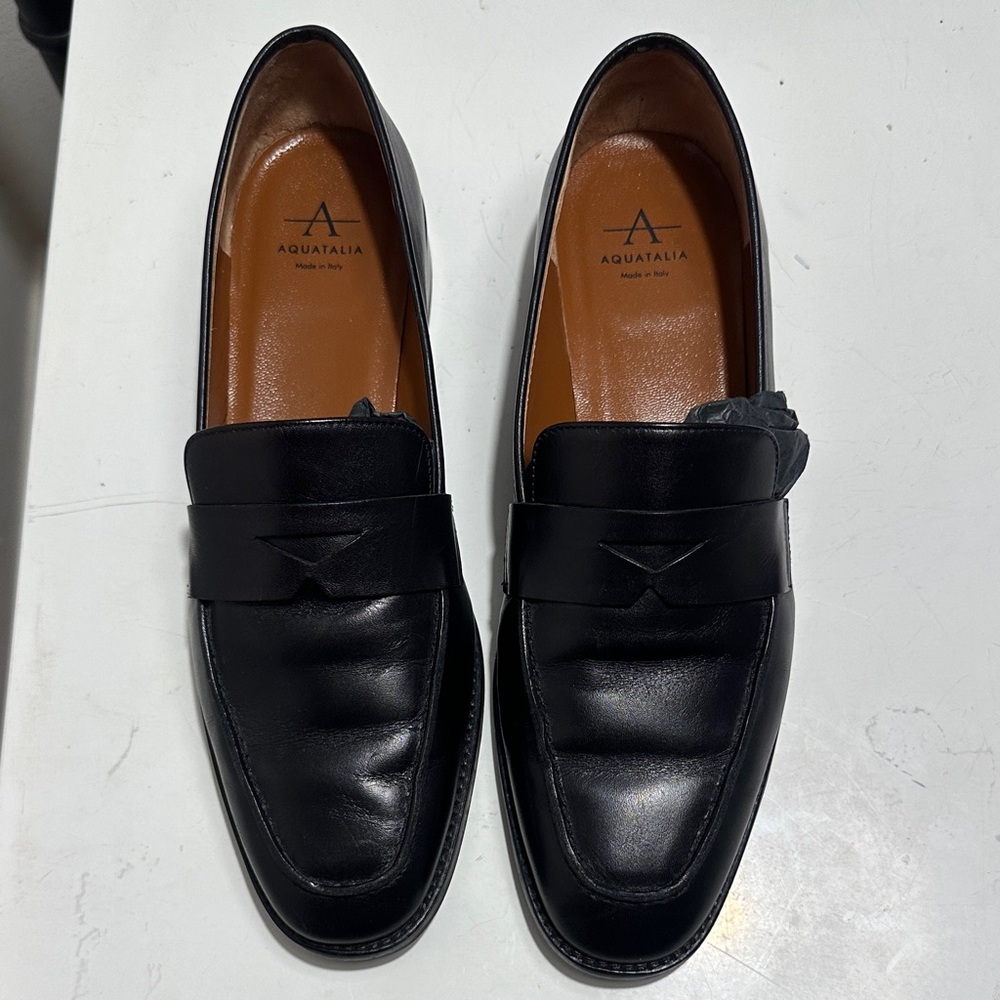 Aquatalia Classic Black Leather Loafers